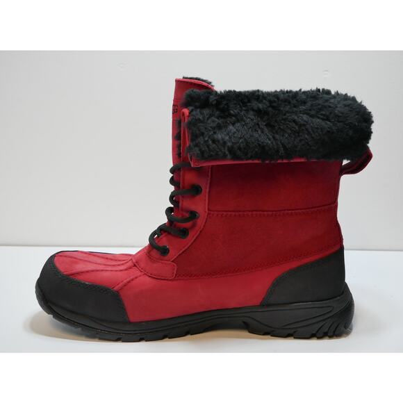 NEW UGG BUTTE LEATHER BOOT SHERPA WOOL VIBRAM RED 1130809 MENS SIZE - 10 - Picture 8 of 16